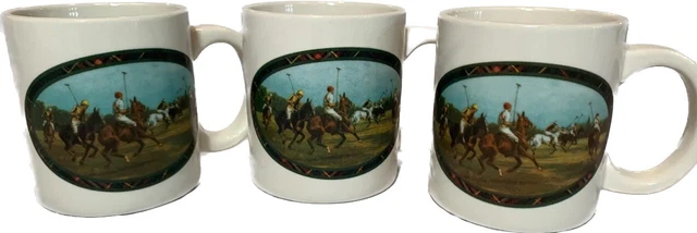 Ralph Lauren Coffee Mugs Cups Ceramic Polo Match Game Horses Equestrian 1978