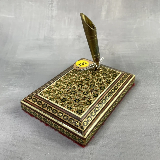 Porte-courrier Design Adnet En Cuir Vert - Vintage 20ème - Surpiqûres