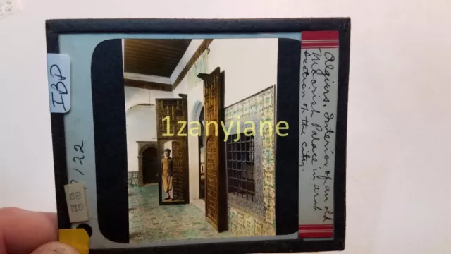 IBP HISTORIC Magic Lantern GLASS Slide ALGIERS INTERIOR OF OLD MOORISH PALACE