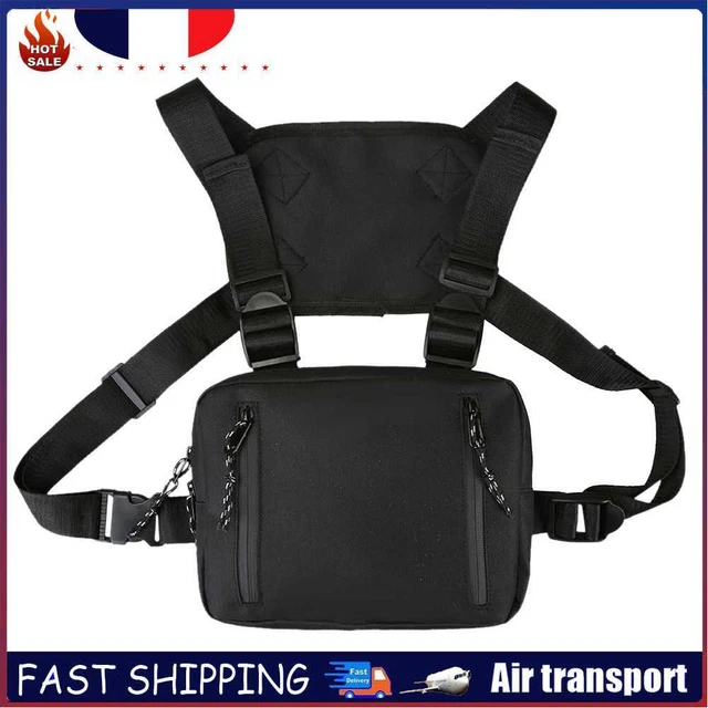 Hip Hop Chest Rig Bags Lightweight Oxford Rectangle for Men Women (Black) ~