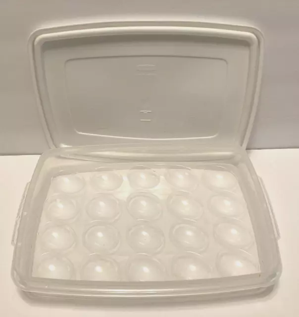 Vintage Rubbermaid Deviled Egg Container 0070 Sheer With White Lid 7, Holds  20 Eggs 