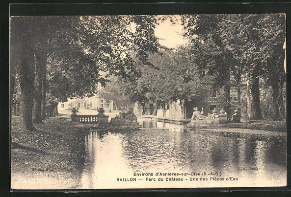CPA Baillon, Parc du Château, Une des Pièces d´Eau