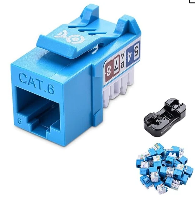 CABLE MATTERS UL Listed 25Pack 90 Degree Cat6 RJ45 Keystone Punch Down