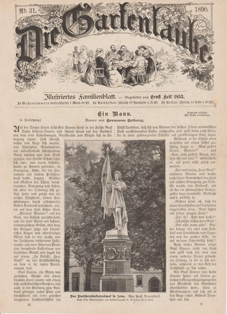 DAS BURSCHENSCHAFTSDENKMAL IN Jena Urburschenschaft HOLZSTICH von 1890