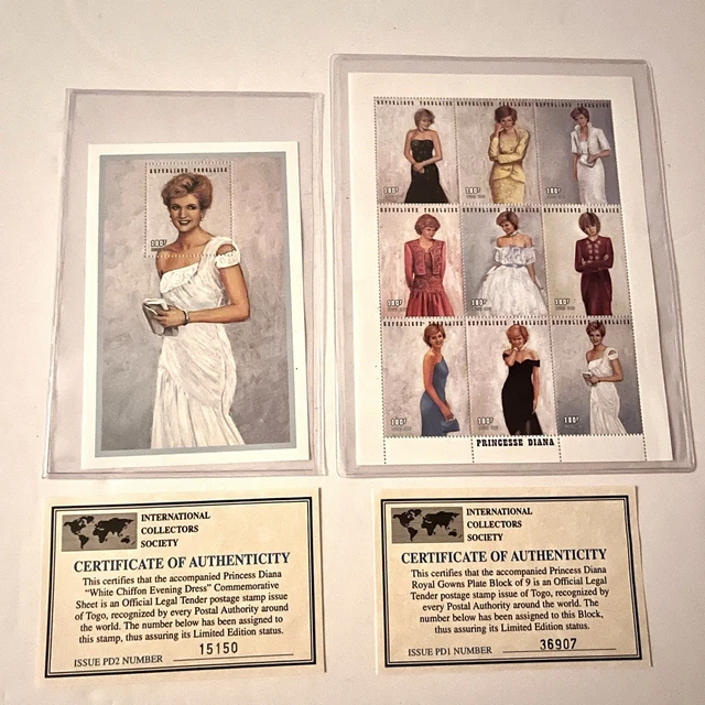 PRINCESS DIANA WHITE Chiffon Evening Dress Commemorative Sheet stamp With Cert $14.99