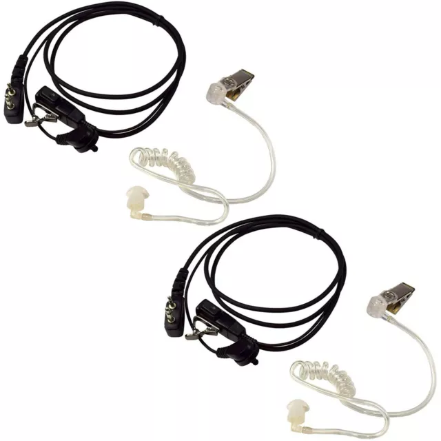 2-Pack Hands Free Headset Acoustic Tube Earpiece PTT Mic for ICOM Radio Devices
