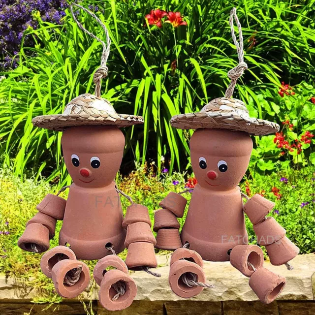 PAIR CHEEKY CHEERFUL Flower Pot Men With Straw Hat Garden Decorative  Ornaments £14.95 - PicClick UK