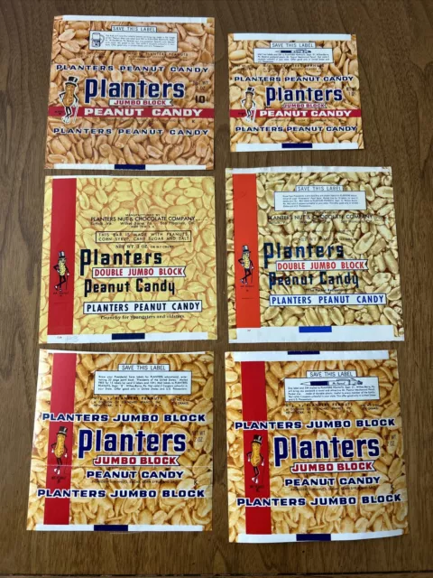 Planters Peanuts Candy Wrappers Unused (6) Mr Peanut