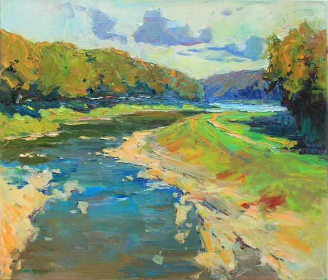Landscape painting Original art Impressionism Oil on canvas by S. Chernyakovsky