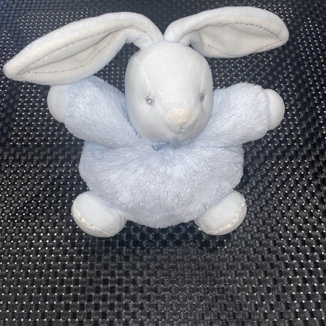Ca4  Doudou Kaloo Plume Lapin Bleu Blanc  Boule Parfait État