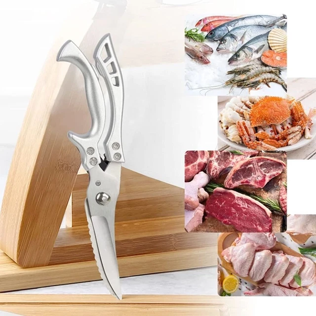 Carne macinata cucina forbici cibo caro ossa di pollo coltello acciaio inox