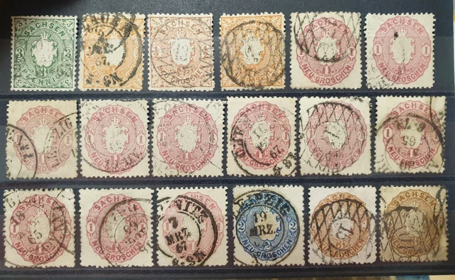 Altdeutschland Sachsen Lot 14 - Mi. 14 - 19 Staatswappen Sammlung Posten