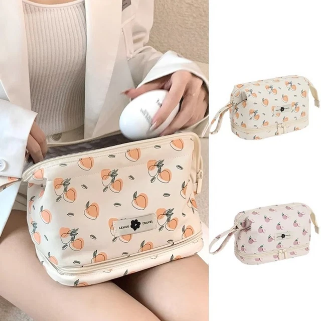 DOUBLE ZIP COSMETIC BAG Waterproof Organizer Case New Makeup
