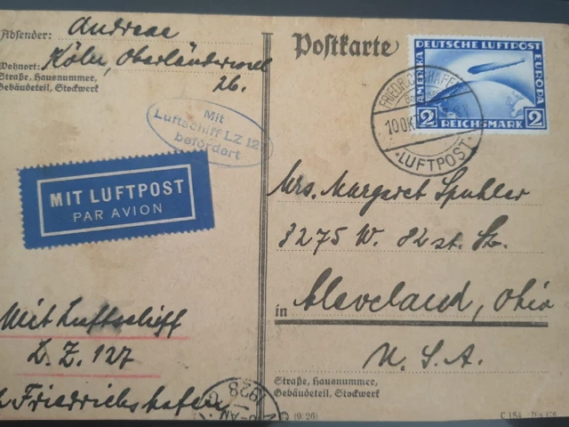 Zeppelinpost  echt gelaufen