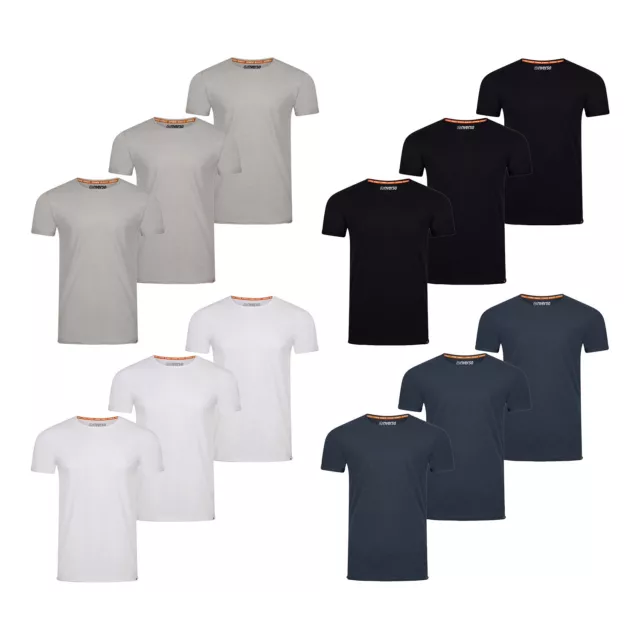 riverso Herren Basic T-Shirt RIVLenny 3er Pack Rundhals Slim 100% Baumwolle NEU