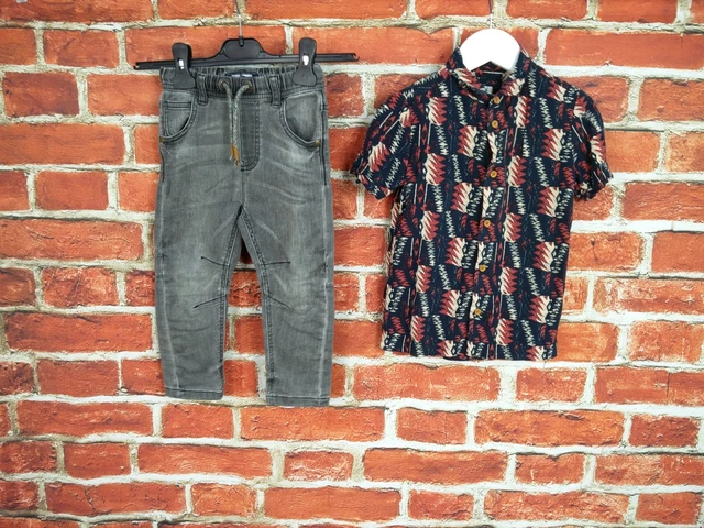 Baby Boy Age 18-24 Months Next River Island Skinny Jeans Short Sleeve Shirt 92Cm