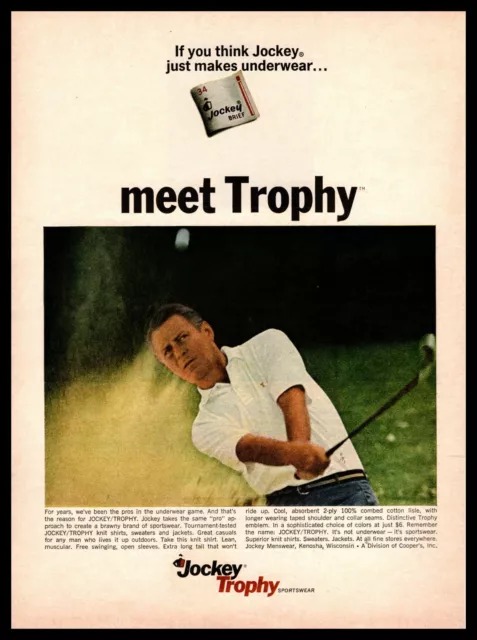 1967 Jockey Trophy Sportswear Knit Golf Shirt Kenosha Wisconsin Vintage Print Ad