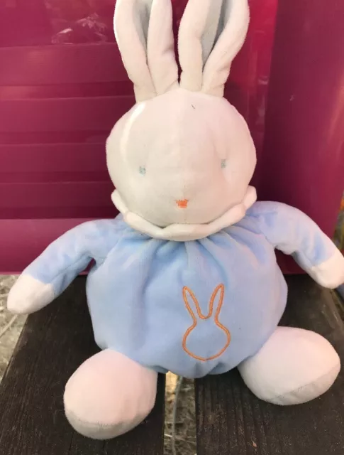 DOUDOU LAPIN KLORANE blanc Orange bleu  28 cm  , TBE!!!