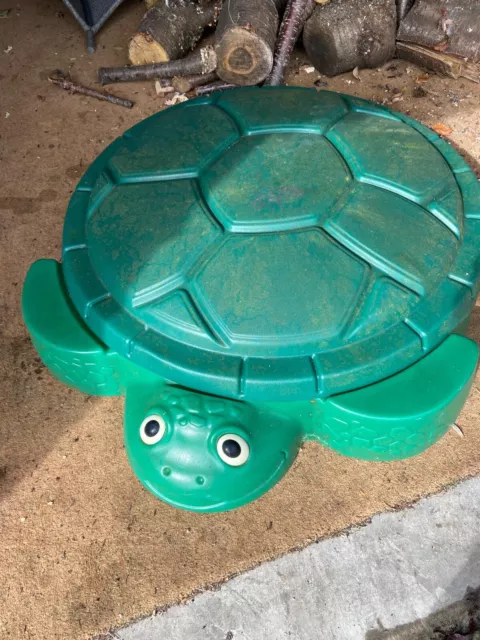 Little Tikes Turtle Sandbox Kids Play Sand Pit Box Outdoor Plastic Green Round