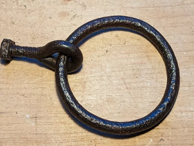 Antique Wrought Iron Tethering Ring~Threaded Pin~