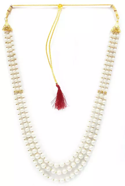 Indian traditional beautiful Pearl Moti Mala Necklace for Groom White color