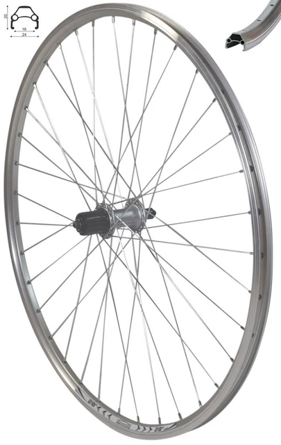 REDONDO 28 Zoll Hinterrad Laufrad Hohlkammer Felge Shimano HB TX500 Nabe Silber