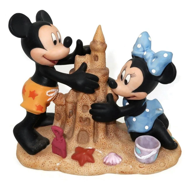 Disney Mickey & Minnie Mouse at the Beach with Sandcastle Porcelain Figurine