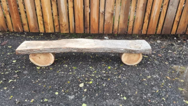 Oak and Larch Base Rustic Bespoke Outdoor Bench Handmade