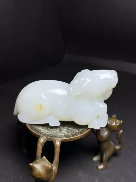 Chinese Exquisite Handmade Sheep carving Hetian Jade Statue