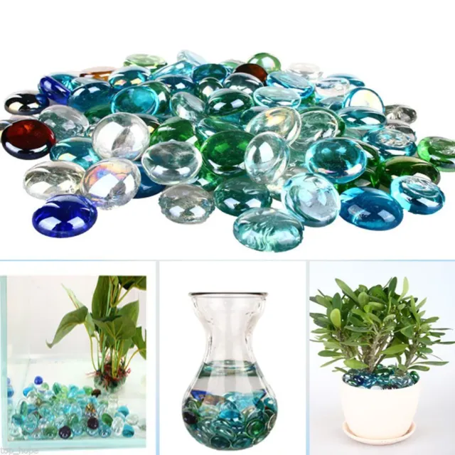 Multicolor Round Glass Pebbles Beads Stones Gems For Aquariums Craft Mosaic Pot-