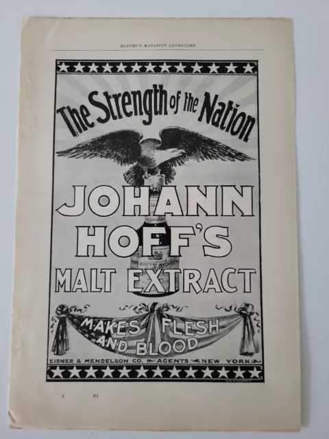 1897 Johann Hoffs  Malt extract strength of the nation eagle art ad