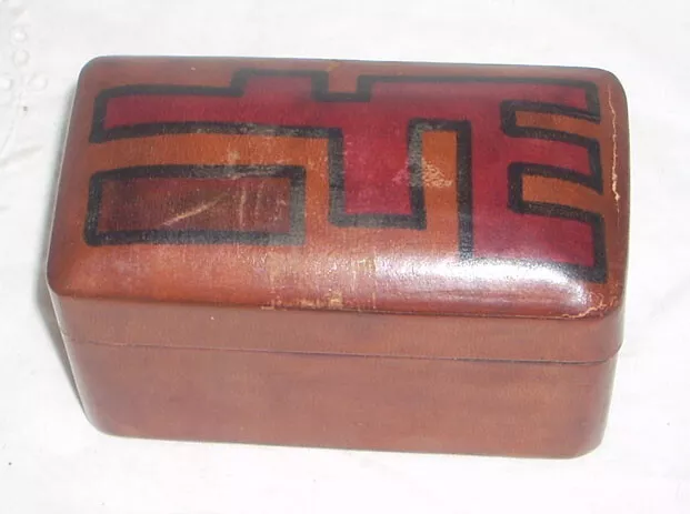 Vintage Handmade Leather Card Box & Double Deck Piatnik Austrian Playing Cards