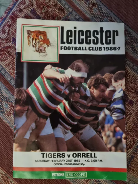 Leicester v Orrell 21st February 1987 RUGBY PROGRAMME