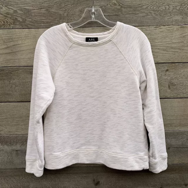 APC Sweatshirt Womens M Boxy Long Raglan Sleeve Crew Neck Heathered Gray Beige