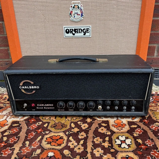 Vintage 1970s Carlsbro CS60 PA Reverb Valve Guitar Amplifier Head w/ Lay Down TF