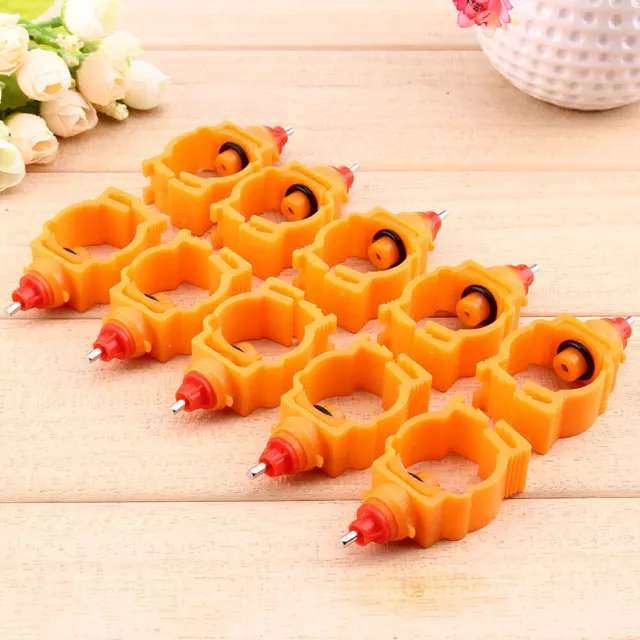 10pcs Chicken Nipple Portable Orange Drinker Water Feeder for Chicken Mouth Bird