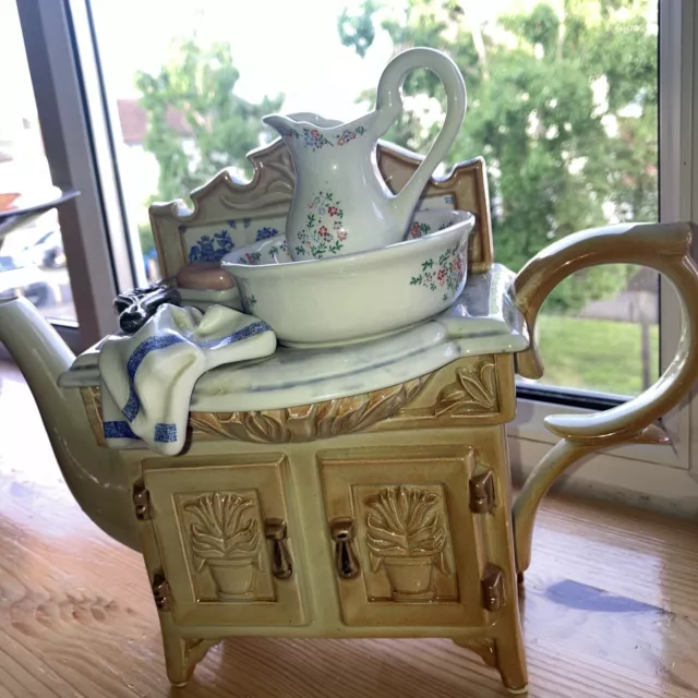 Rare Paul Cardew Washstand / Basin Large Teapot Blue Willow Collector Quality