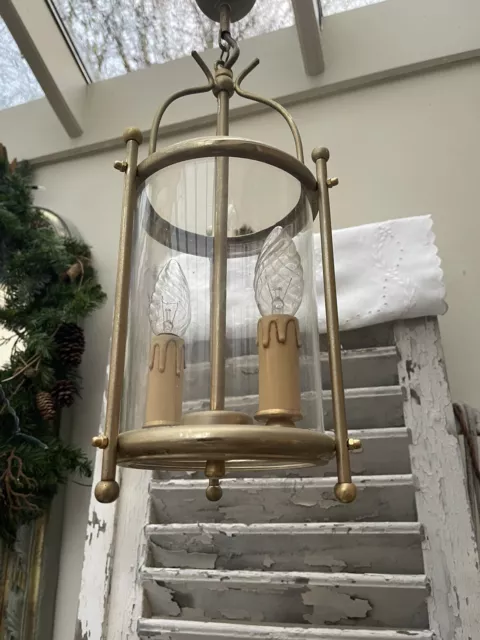 Vintage French Lantern, French Pendant Light, Hallway Glass Lantern