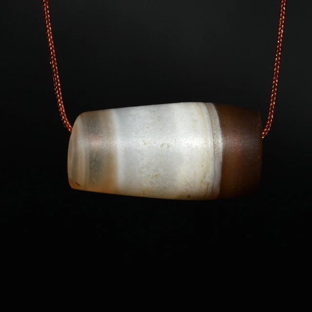 Authentic Ancient Tibetan Himalayan Banded Agate Stone Dzi Bead over 1000 Years