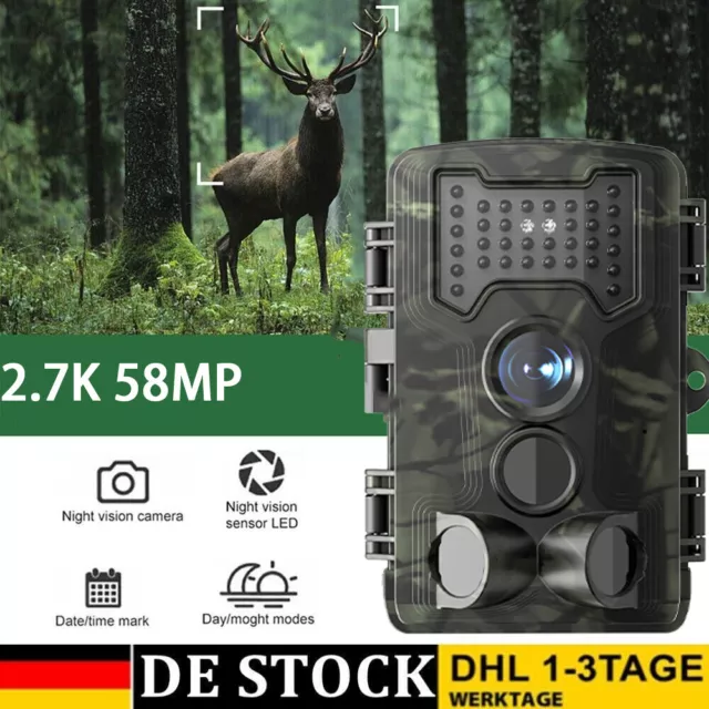 Wildkamera 58MP/36MP 2.7K/1080P Video Jagdkamera Bewegungsmelder IR Nachtsicht