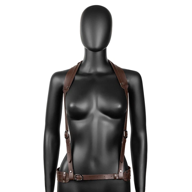 Punk Style Waistband Unisex Streampunk Brown Pu Leather Abdomen Bandage Belt