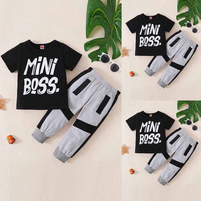 Toddler Kid Boys Short Sleeve Tops Long Pants Tracksuit Outfits Set Baby Clothes