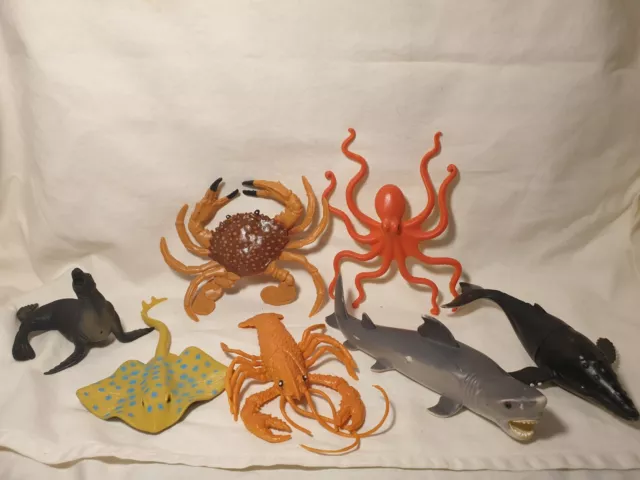 PVC Plastic Sea Ocean Creatures Animals Toys Figurines Shark Ray Octopus Seal