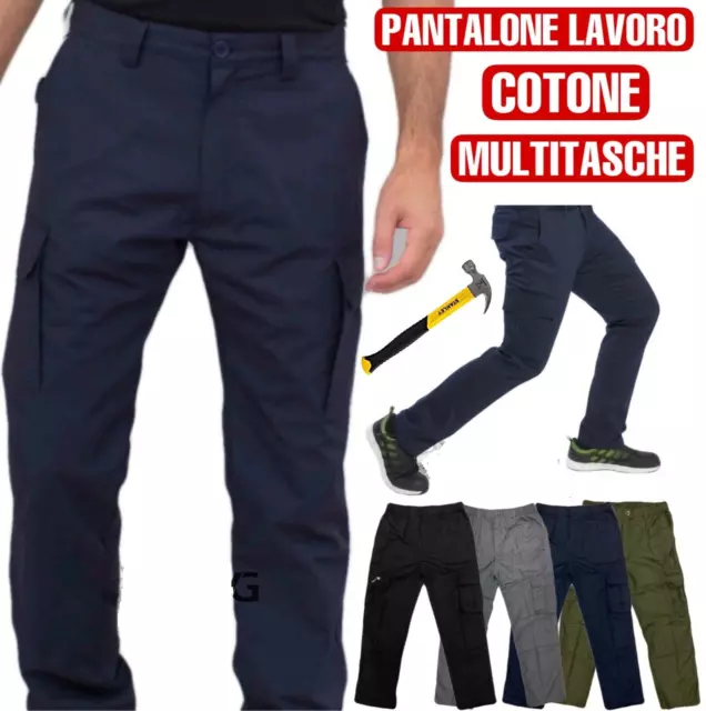 pantalone tasconi multitasche cargo rinforzato lavoro uomo pantaloni tasche