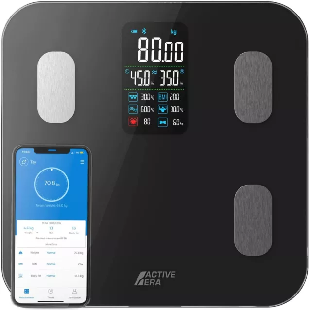 Active Era® Smart Bluetooth Body Fat Bathroom Scales | iPhone, Android, iOS App