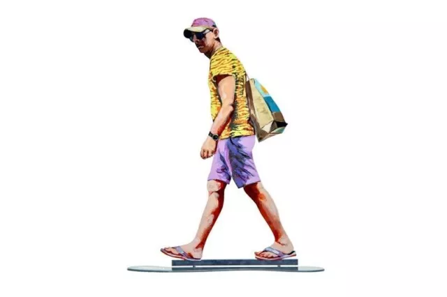 David Gerstein Object Walkers Walk Walker With Baseball Cap Laser cut steel