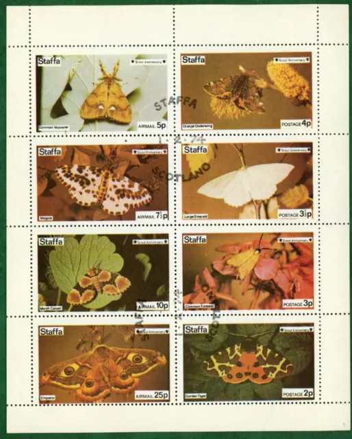 1974 Staffa, Scotland mini-sheet stamps, Moths , Air Mail, CTO