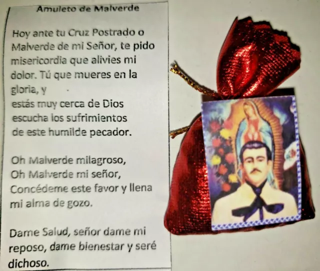 Rojo Red Amuleto de Jesus Malverde Talisman Proteccion Amor Fortuna Love Fortune
