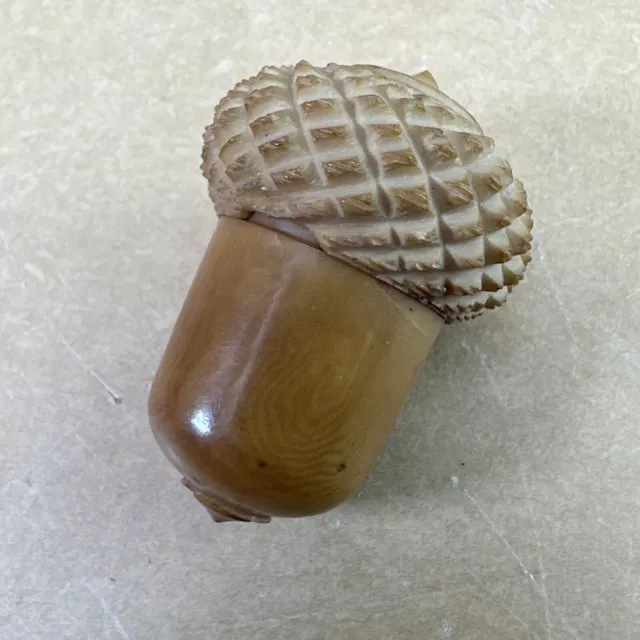 Antique Acorn Carved  Resin Material Sewing Thimble Case - See Description Plz