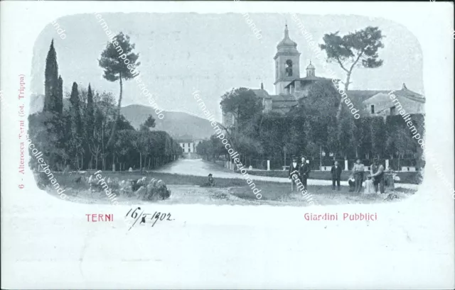 ce426 cartolina terni citta'  giardini pubblici inizio 900 umbria